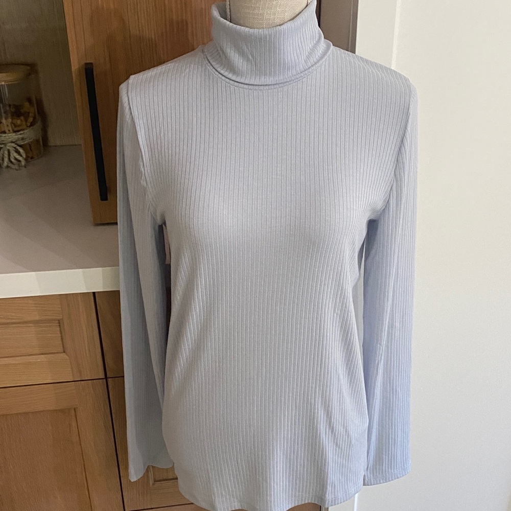 New with tag Madewell Light blue Turtleneck Ribbed Top XL